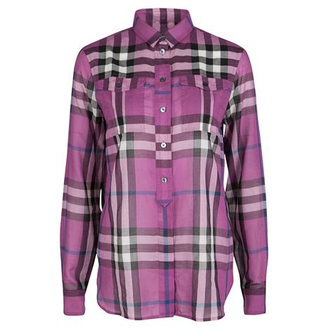 burberry brit purple check shirt|burberry brit for men shirt.